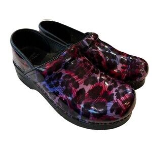 Dansko Size 39 ( US 8.5-9) Purple Leopard Print Professional Nursing Clogs Shoes